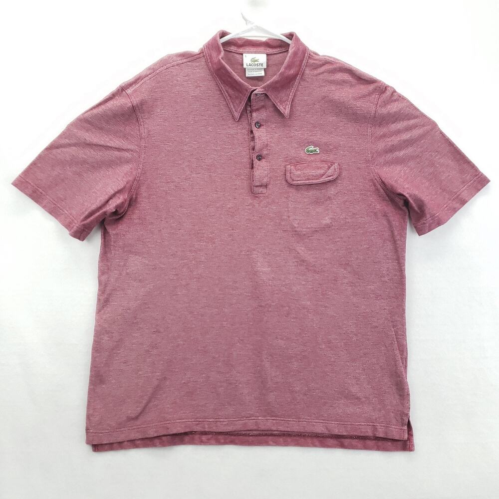 Lacoste Polo Shirt Mens 5 Large Red Short Sleeve Pocket Classic Fit Crocodile